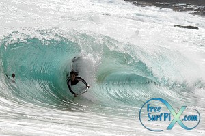 Image of a body boarder in the waves